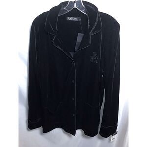 Lauren Ralph Lauren Black Label Long Sleeve Velour Top Size Large